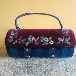 Vintage embroidered, sequined barrel bag